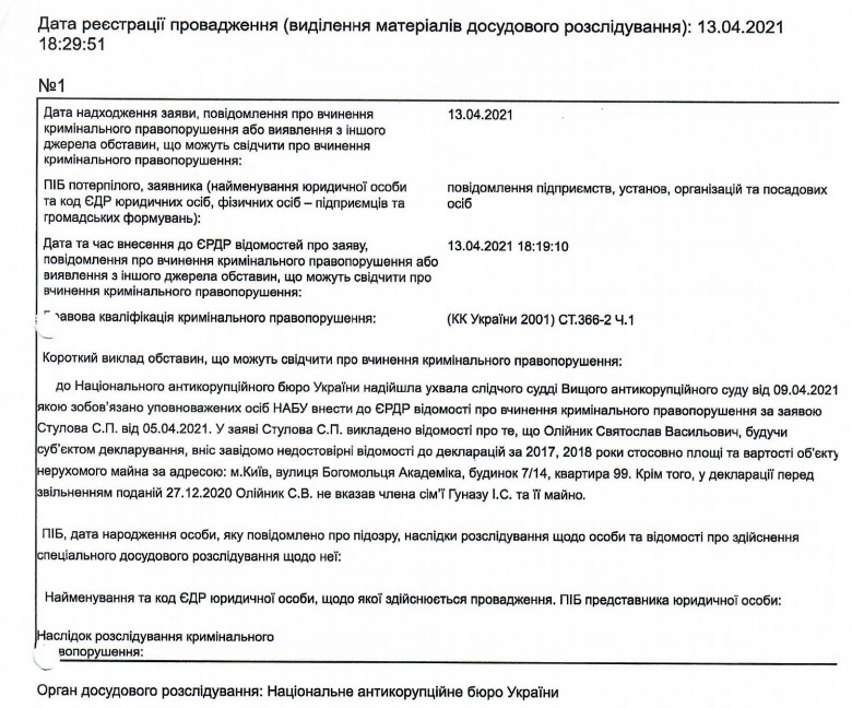 НАБУ розпочало досудове розслідування щодо екс-глави Дніпропетровської облради